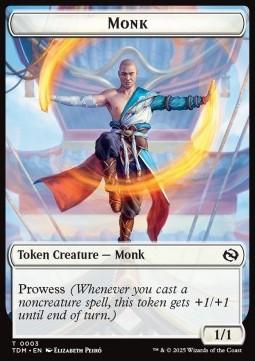 Monk Token (W 1/1 Prowess) // Elemental Token (UR 4/4)
