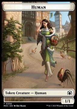 Human Token (W 1/1) // Zombie Knight Token (B 2/2 Menace)