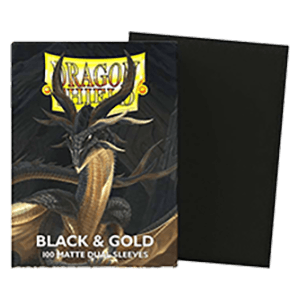 100 Dragon Shield Sleeves - Matte Dual Black & Gold