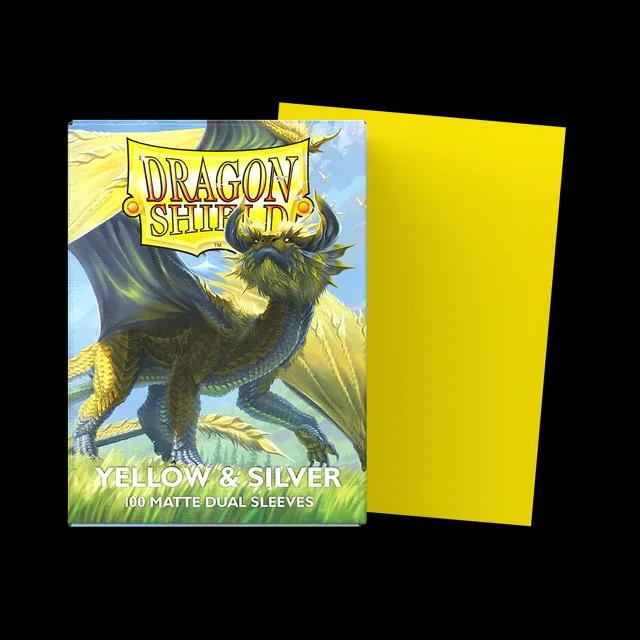100 Dragon Shield Sleeves - Matte Dual Yellow & Silver