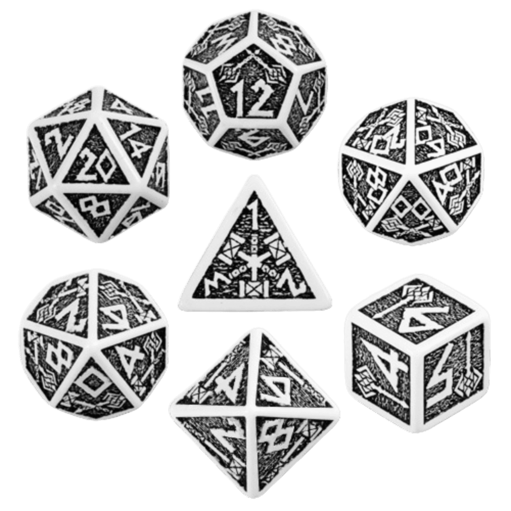 Kości RPG: Krasnoludzkie - Biało - czarny