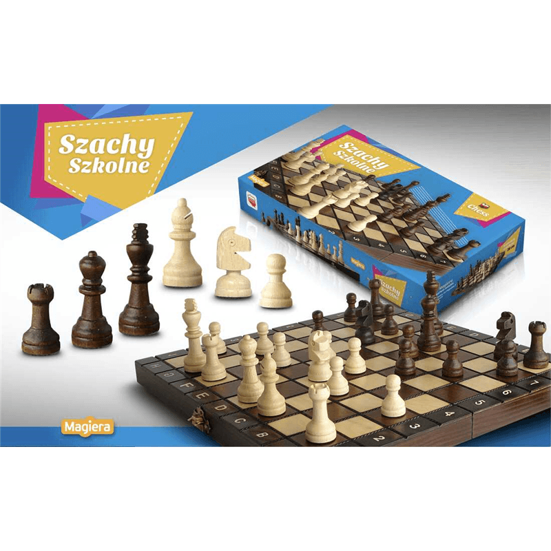 Szachy drewniane szkolne 28cm