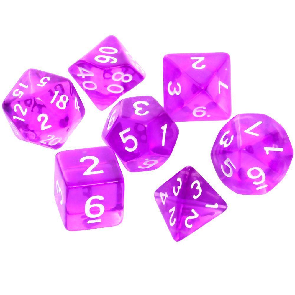 Komplet kości REBEL RPG - Kryształowe - Fioletowe