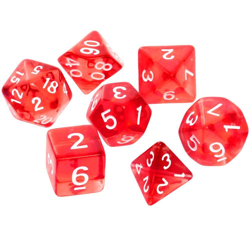 Komplet kości REBEL RPG - Kryształowe - Czerwone