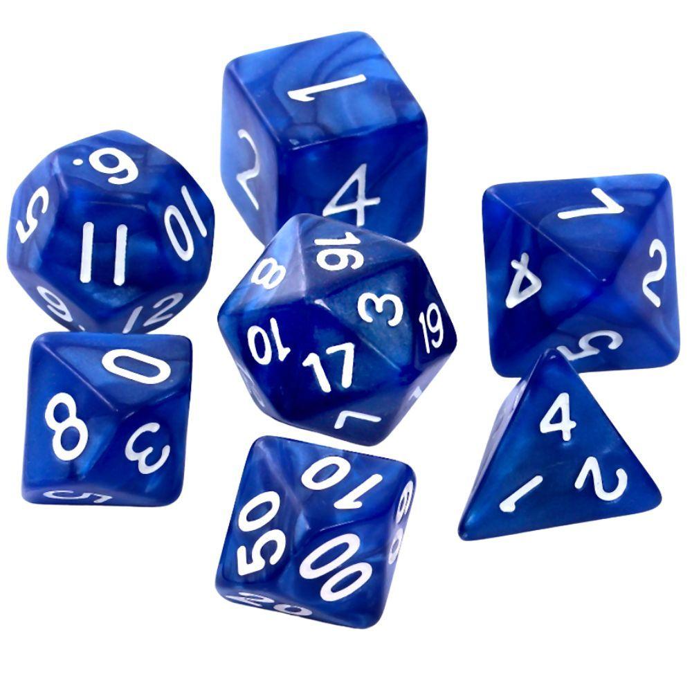 Komplet kości REBEL RPG - Perłowe - Ciemnoniebieskie