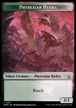 Phyrexian Hydra Token (GW 3/3 Reach) // Monk Token (W 1/1)